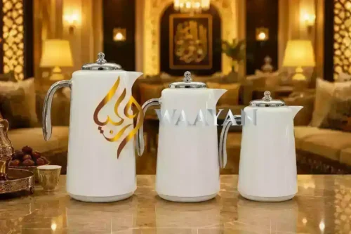 _(1) 3‑Piece Premium White and Silver Flask Set