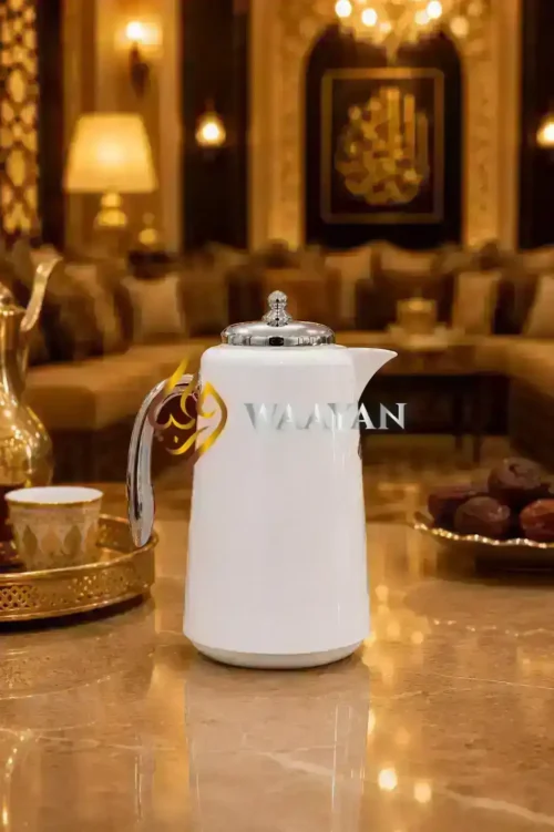 _(5) 3‑Piece Premium White and Silver Flask Set