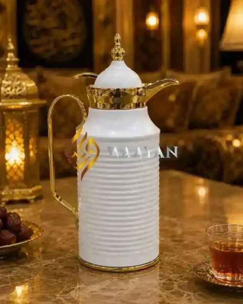 _(6) Luxury 4pc White and Gold Thermal Flask Set (1L, 0.8L, 0.6L, 0.4L)