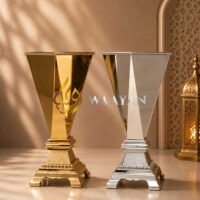 B17-3 Luxury Metallic Arabian Incense Burner - S, M, L Sizes in Silver and Gold