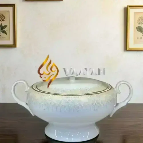 D_2 Luxury 91-Pc Gold and White Porcelain Dinner Set for 12