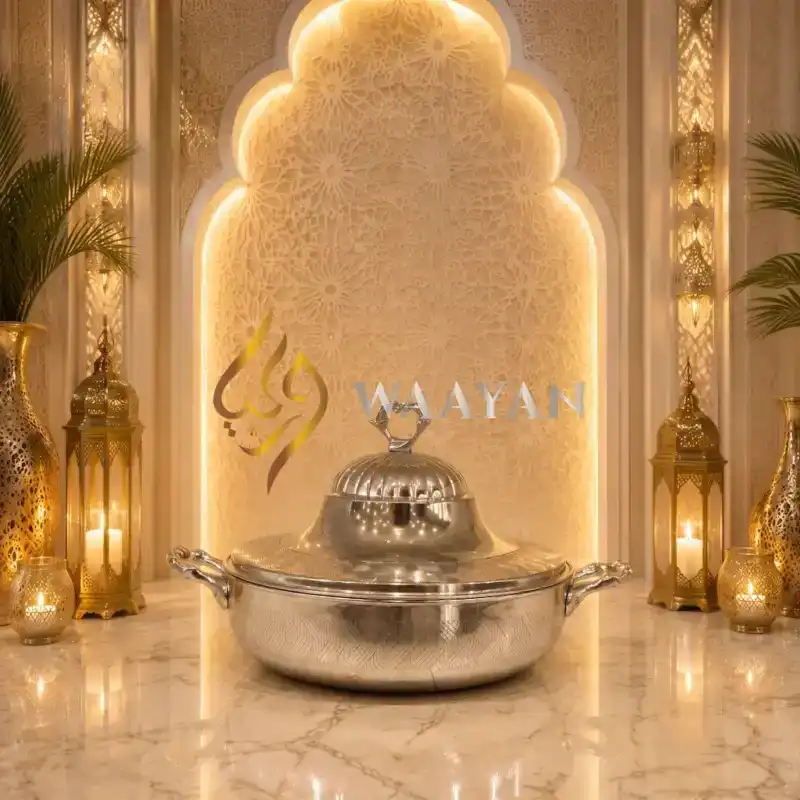Elegant silver serving dish with ornate design, perfect for dining and entertaining in style. Ideal for any occasion.