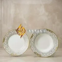 IMG_7492-clean Luxury 91-Pc Gold and White Porcelain Dinner Set for 12