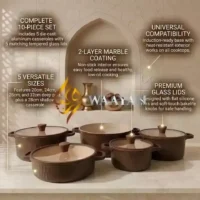 IMG_7843-clean 10pc Non-Stick Induction Casserole Set - Brown Color