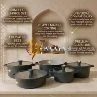 8pc Non-Stick Induction Casserole Set - Deep Teal Color