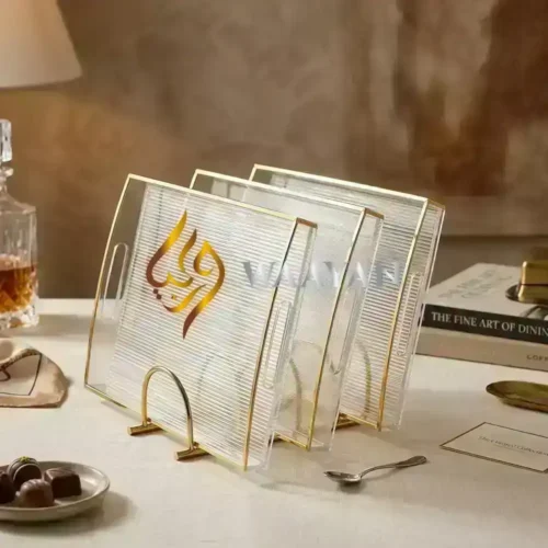 IMG_8126-clean Clear Acrylic Fluted Trays with Gold Rim Set - 3 Sizes