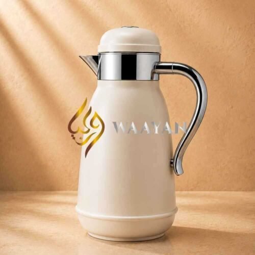 J3-2-2 Luxury Matte Cream with Chrome Accents Dallah Thermal Flask Set – (1L + 1L)