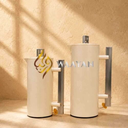 Modern Cream Cylindrical Dallah Thermal Flasks Set (2-Pieces) - (1L + 0.7L)