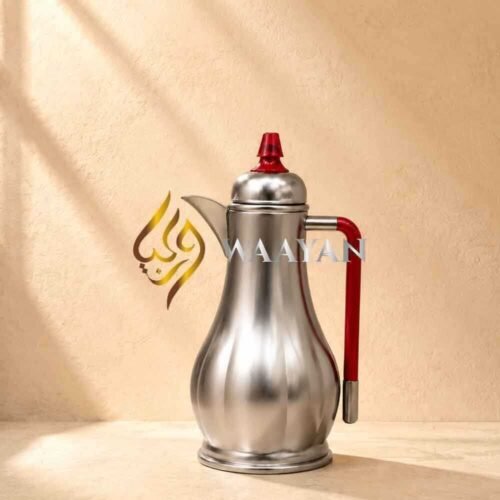 J5-1-3 Premium Brushed Silver Dallah Thermal Flasks Set - (1L + 1L)
