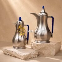 J5-2-4 Premium Brushed Silver Thermal Flasks Dallah Set - (1L + 1L)