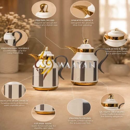 JSECOND-2-1 Luxury Architectural Dallah Thermal Flasks Set – (1L + 1L)