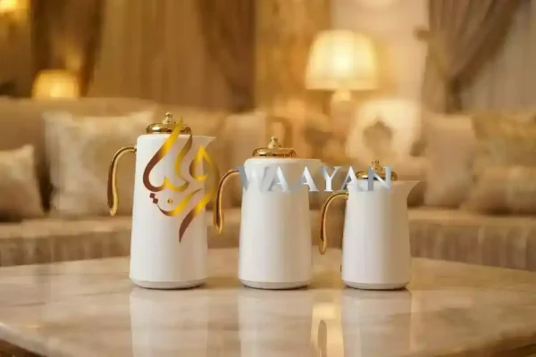 3pc Premium Arabic Flask Set - 1.3L, 1L, 0.5L White and Gold