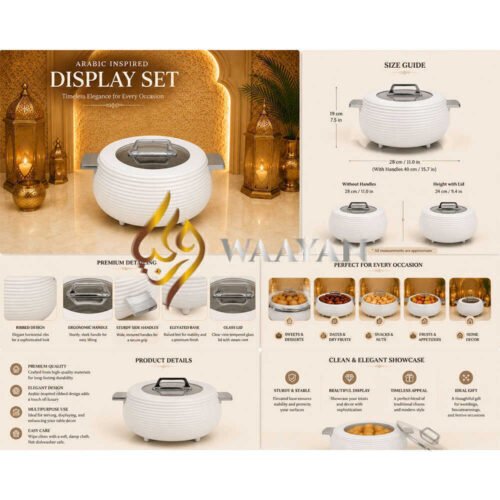 b2-46 Premium Insulated White Hot Pot Casserole with Polymer Lid (3L, 4L, 5L)