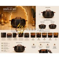 b4-44 Premium Insulated Gunmetal Hot Pot With Wood Accents (3L, 4L, 5L)