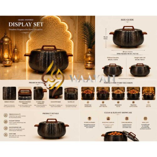 b4-44 Premium Insulated Gunmetal Hot Pot With Wood Accents (3L, 4L, 5L)