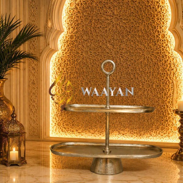 Antique Hammered Gold 2-Tier Sweets and Candy Display Stand
