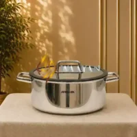 Arshia 9pc Stainless Steel Etched Non-Stick Cookware Set