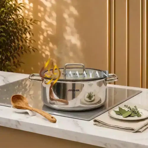 Arshia 9pc Stainless Steel Etched Non-Stick Cookware Set