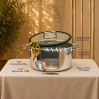 Arshia 9pc Stainless Steel Etched Non-Stick Cookware Set