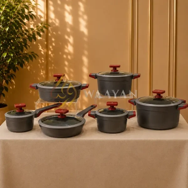 BBCSDA1 (4) Premium 12pc Induction Granite Cookware Set - PFOA Free