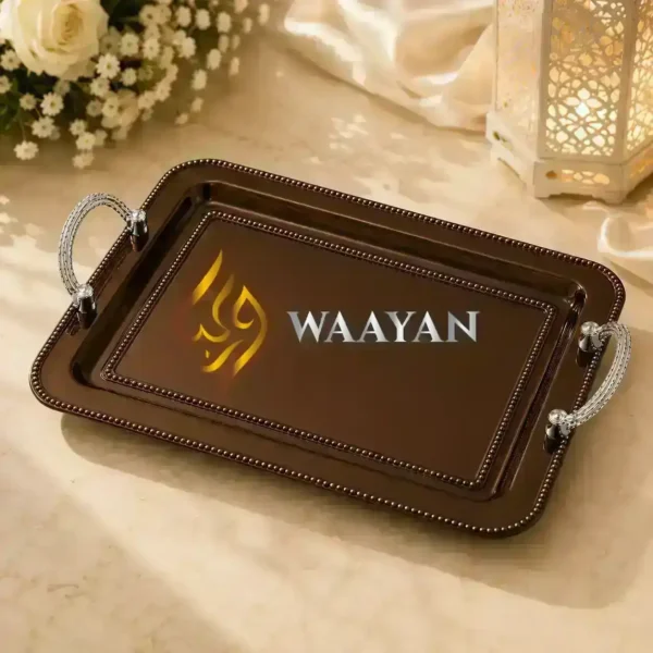 BMST13 (4) Premium Bronze Serving Tray | Elegant Rectangular Design with Silver Handles