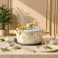 Premium 9pc Ceramic Non-Stick Cookware Set with Wood Handles