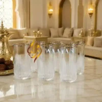 modern textured glass drinkware set UAE