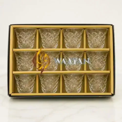 CGCC121 (1) 12-Piece Solitaire Diamond Crystal Glass Cawa Cup Set