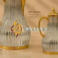 Premium 2-Piece Glass and Gold Thermal Flask Set (1L + 1L) – Clear Fluted Glass
