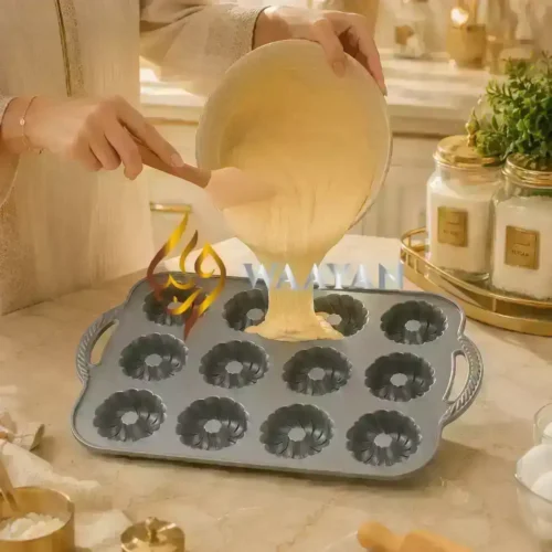 NBCT12 (3) Nordic Ware Braided Mini Bundt Pan - Gold (0.72L)