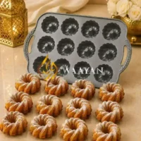 NBCT12 (5) Nordic Ware Braided Mini Bundt Pan - Gold (0.72L)
