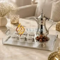 PASTSH19 (4) Premium Acrylic Serving Tray (L & M Sizes) | Clear Rectangular Design with Silver Handles
