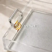 PASTSH19 (5) Premium Acrylic Serving Tray (L & M Sizes) | Clear Rectangular Design with Silver Handles