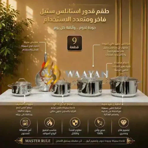 9‑Piece Stainless Steel Cookware Set – Induction Ready