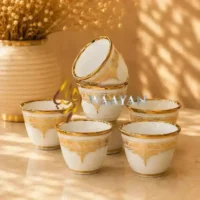 WGPCCSAS127 (3) Premium 12‑Piece Porcelain Cawa Cup Set with Gold Embellished Design