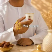 WGPCCSUE21 (2) Premium 12‑Piece UAE Emblem Porcelain Cawa Cup Set with Gold Rim
