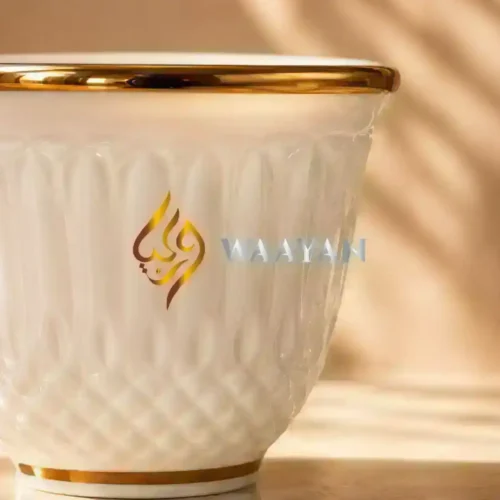 WPGRGBCPS12 (2) 12-Piece Fine White Porcelain Cawa Cup Set with Gold Rims