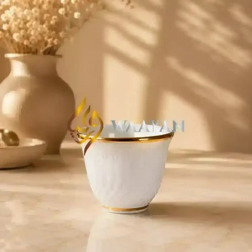WPGRGBCPS12 (4) 12-Piece Fine White Porcelain Cawa Cup Set with Gold Rims