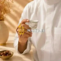 WSCCSAS2 (2) Premium 12‑Piece Porcelain Cawa Cup Set with Silver Palm and Oasis Motifs