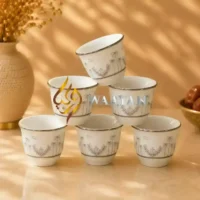 WSCCSAS2 (4) Premium 12‑Piece Porcelain Cawa Cup Set with Silver Palm and Oasis Motifs
