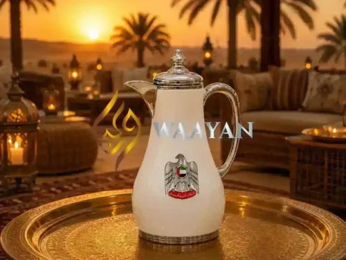 Luxury UAE Emblem 2pc White and Silver Thermal Flask Set (1L + 1L)