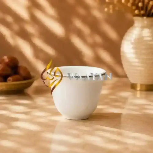 wspccs129 (5) 12-Piece Fine White Porcelain Cawa Cup Set with Silver Rims