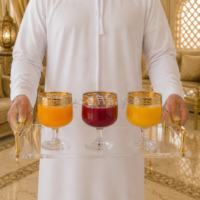 3-piece set of clear glass juice goblets with gold rim