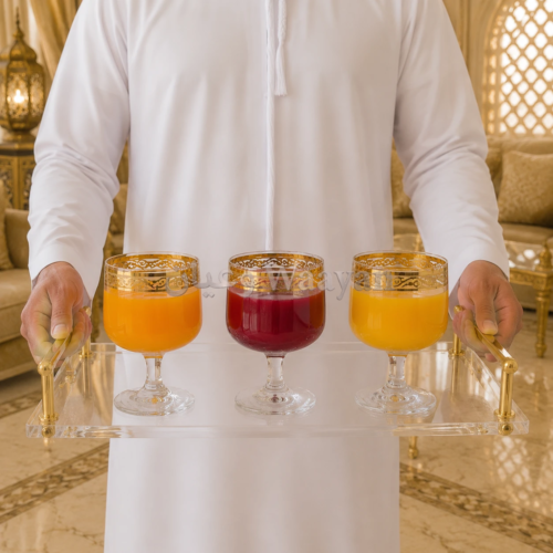 3-piece set of clear glass juice goblets with gold rim