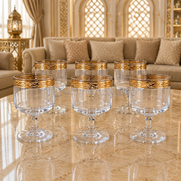 6pgs1.11 (5) WAAYAN Gold Arabesque Goblets Luxury Arabian Homeware UAE