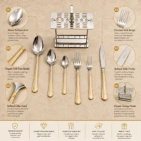 28 piece cutlery set with two-tone handles 28 piece cutlery set displayed with two-tone handles and a coordinating stand